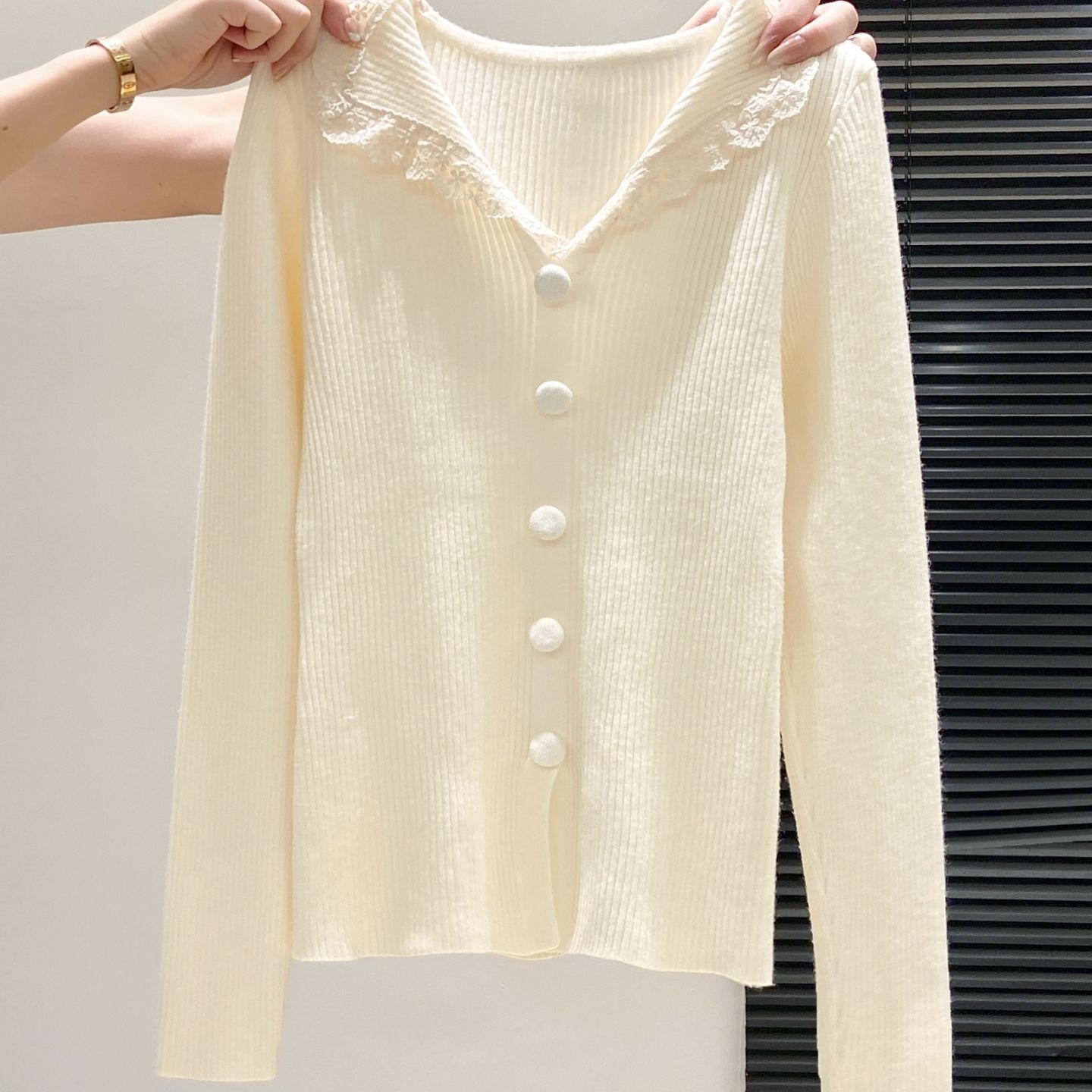 Gentle-style Lace Doll-collar Knit Sweater Viral Finds Hub