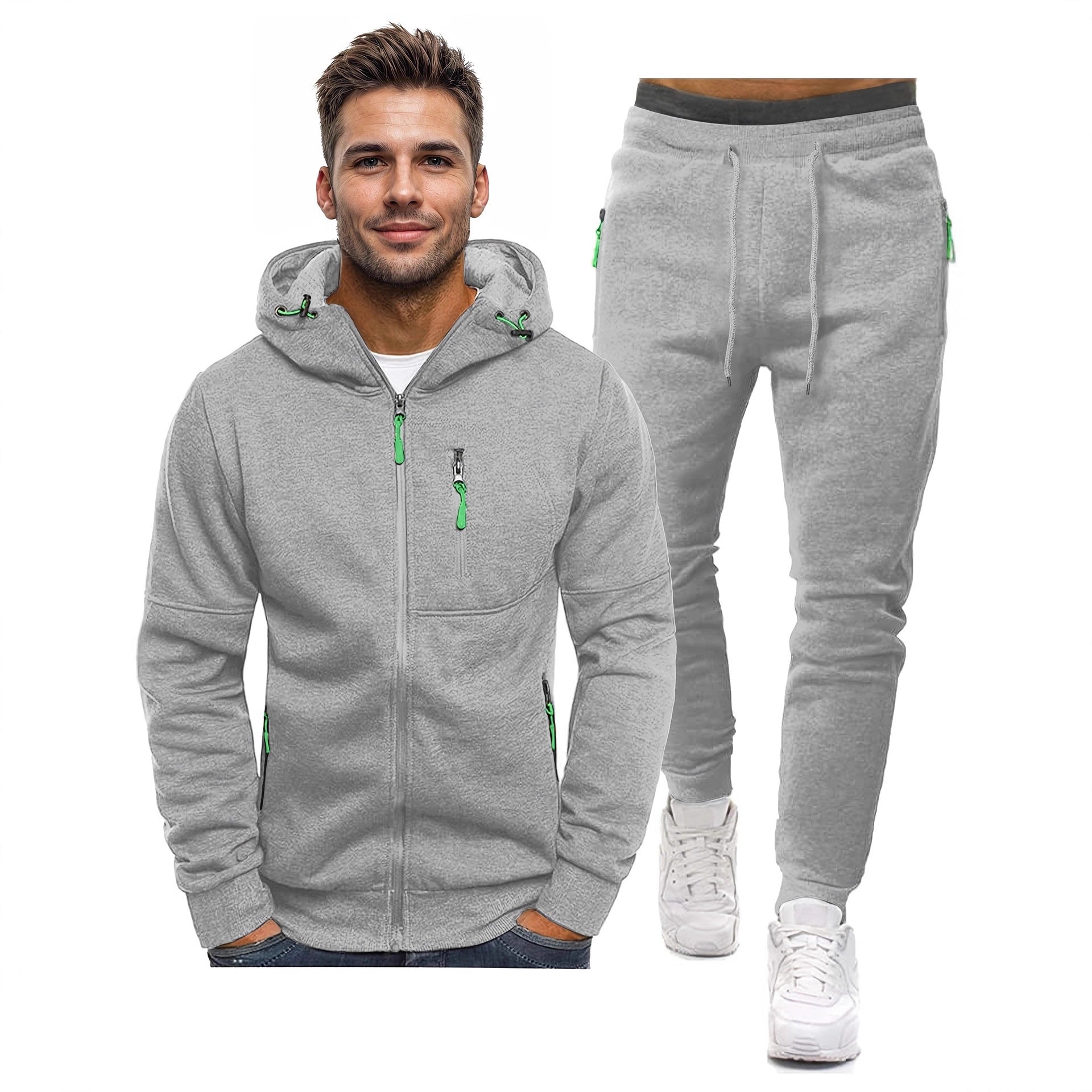 Zippered-pocket Hoodie And Pants Set Relaxed Fit Viral Finds Hub