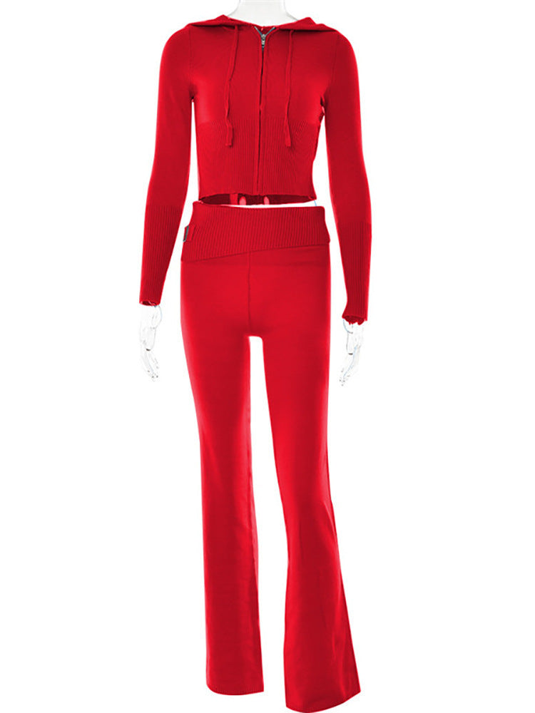 Hoodie Suit Sports Leisure Sexy Zip Long Sleeve Sweater And High Waist Long Pants Set Women's Clothing Viral Finds Hub