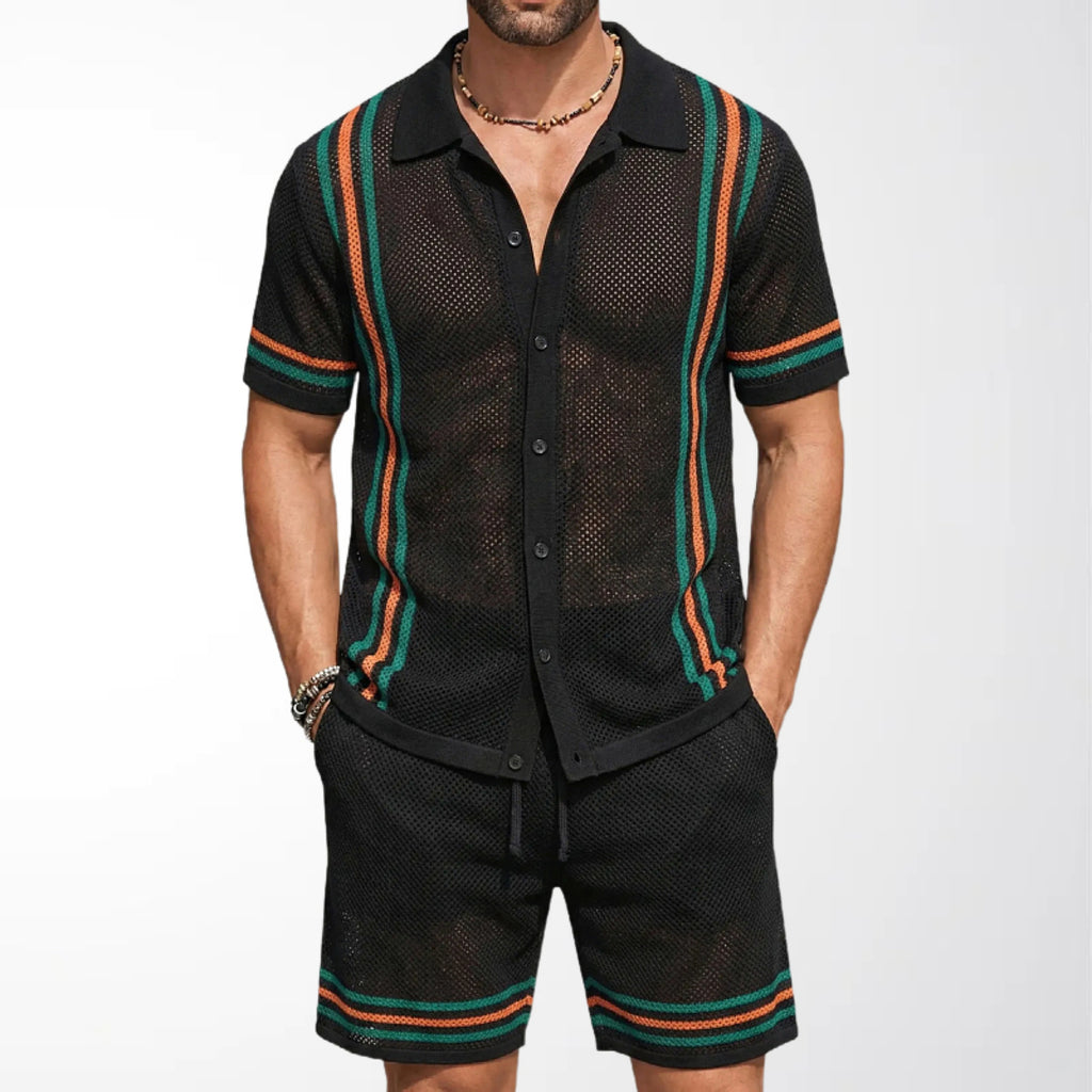 Men's Hollow-Out Short-Sleeve Knitted Sweater Set Viral Finds Hub