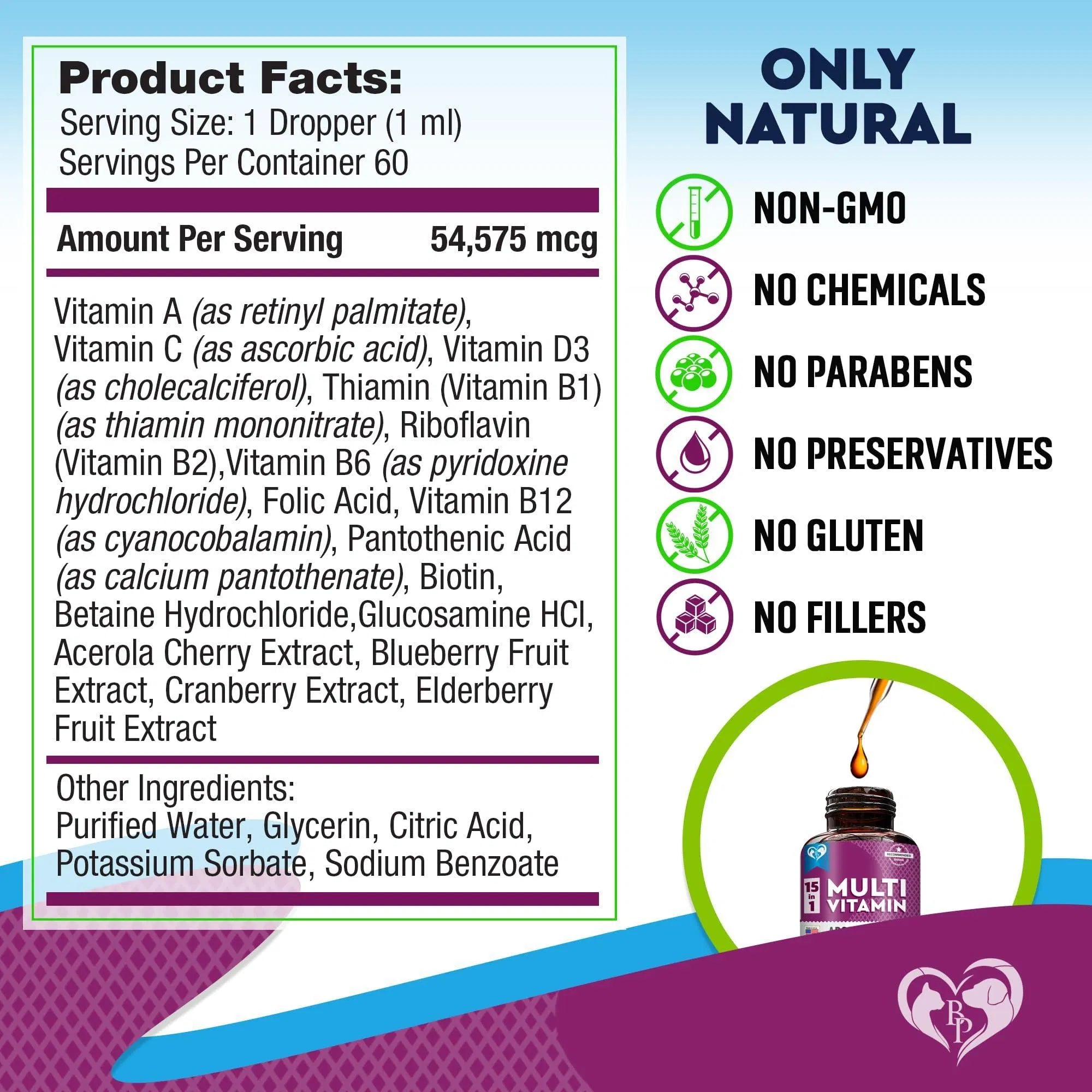 Cat And Dog Multivitamin Liquid With Glucosamine & Cranberry 15 In 1 Health Supplements For Urinary Tract Kidney Bladder Hip And Joint Skin And Coat 60 Ml Viral Finds Hub