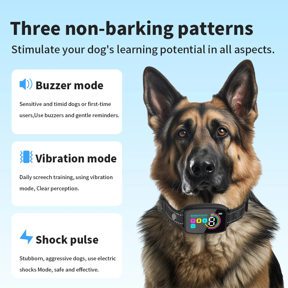 Smart Automatic Anti Barking Dog Collar Rechargeable Bark Stopper Stop Barking HD Digital Display IP67 Waterproof Collar For Dogs Pet Products Viral Finds Hub