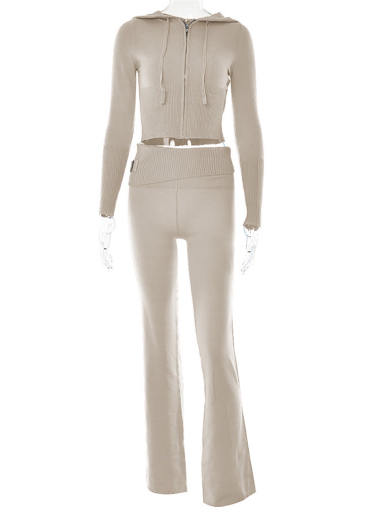 Hoodie Suit Sports Leisure Sexy Zip Long Sleeve Sweater And High Waist Long Pants Set Women's Clothing Viral Finds Hub
