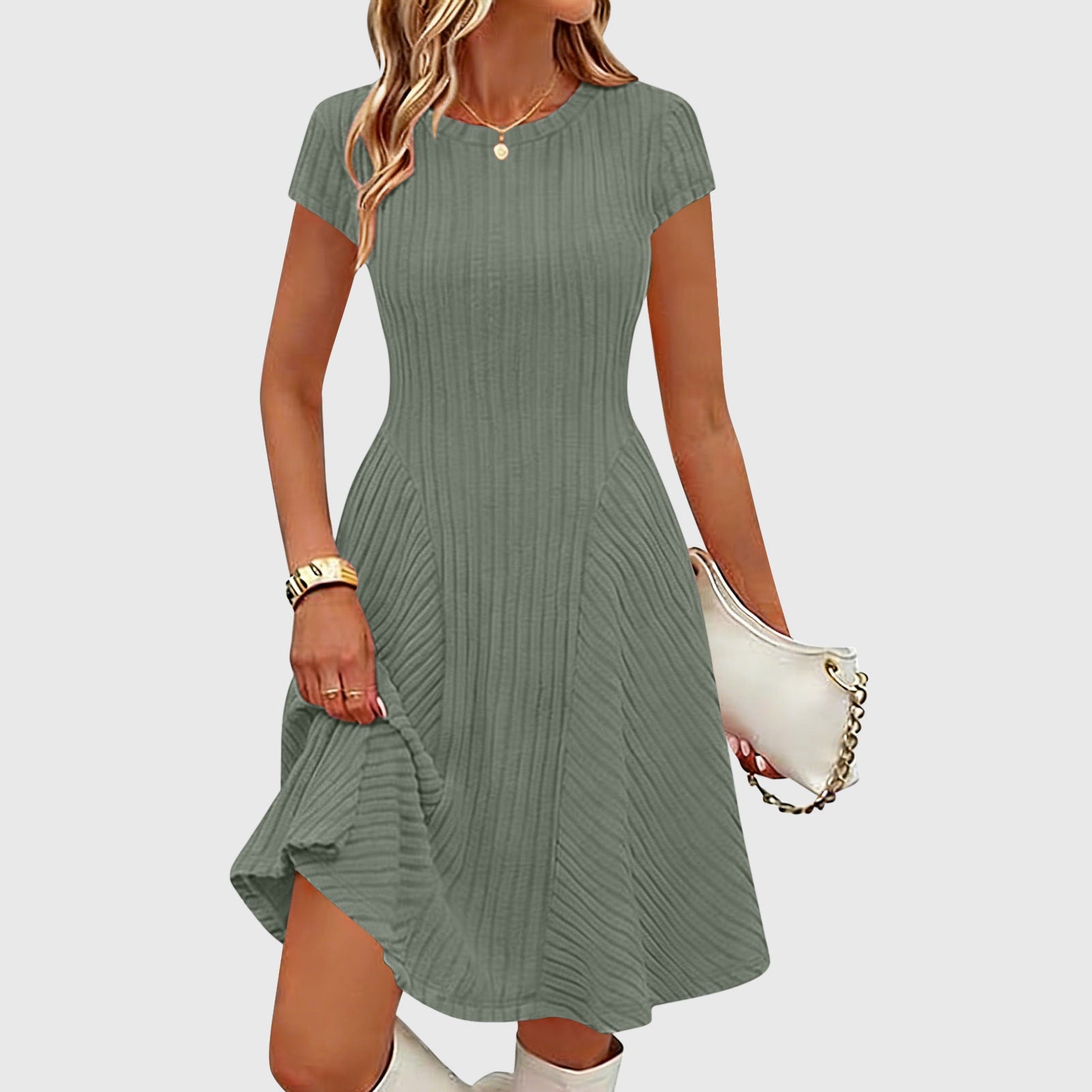 Irregularly Brushed Ribbed Solid-color Dress Viral Finds Hub