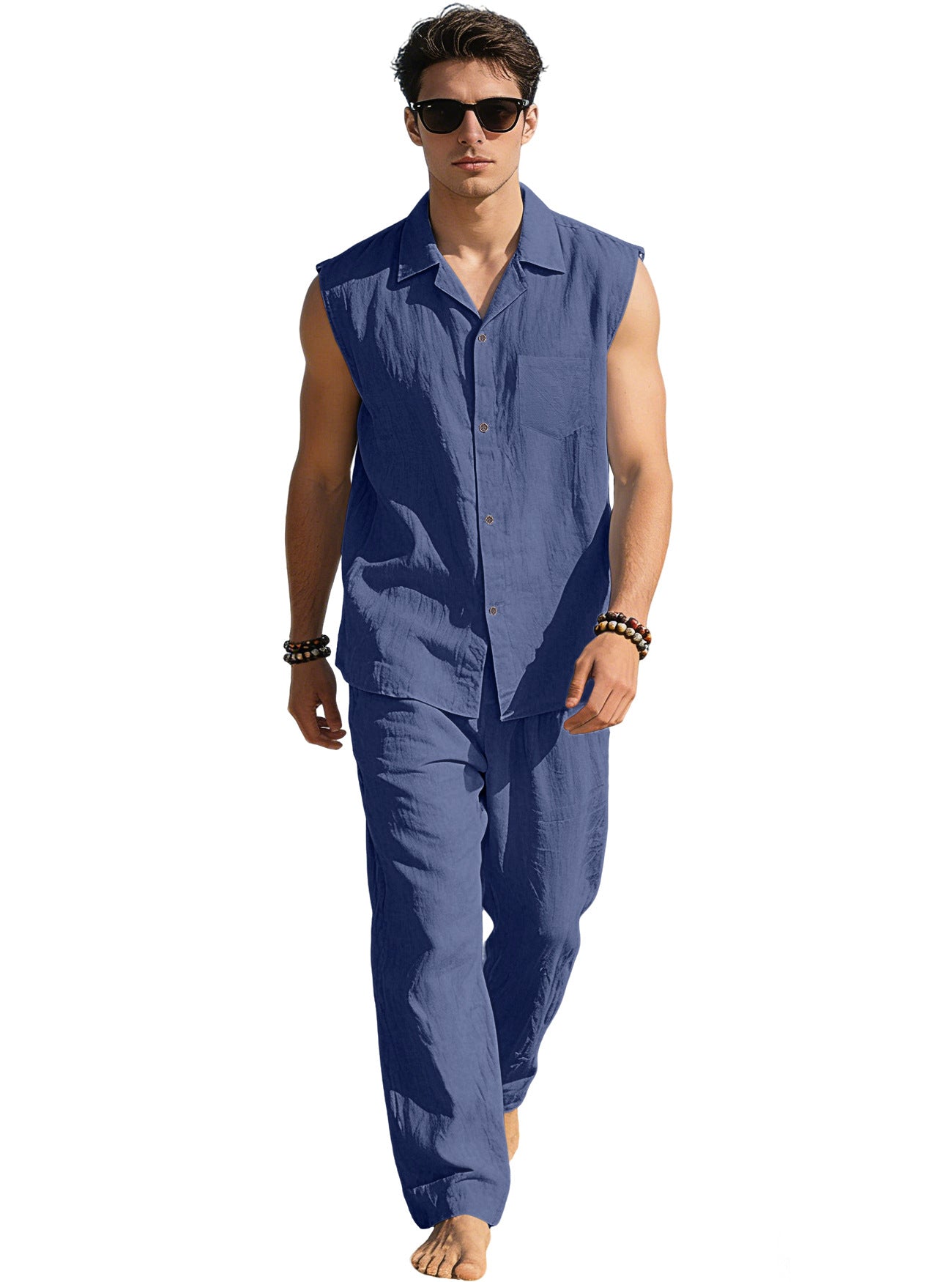 Men's Thin Sleeveless Shirt Casual Sports Suit Viral Finds Hub