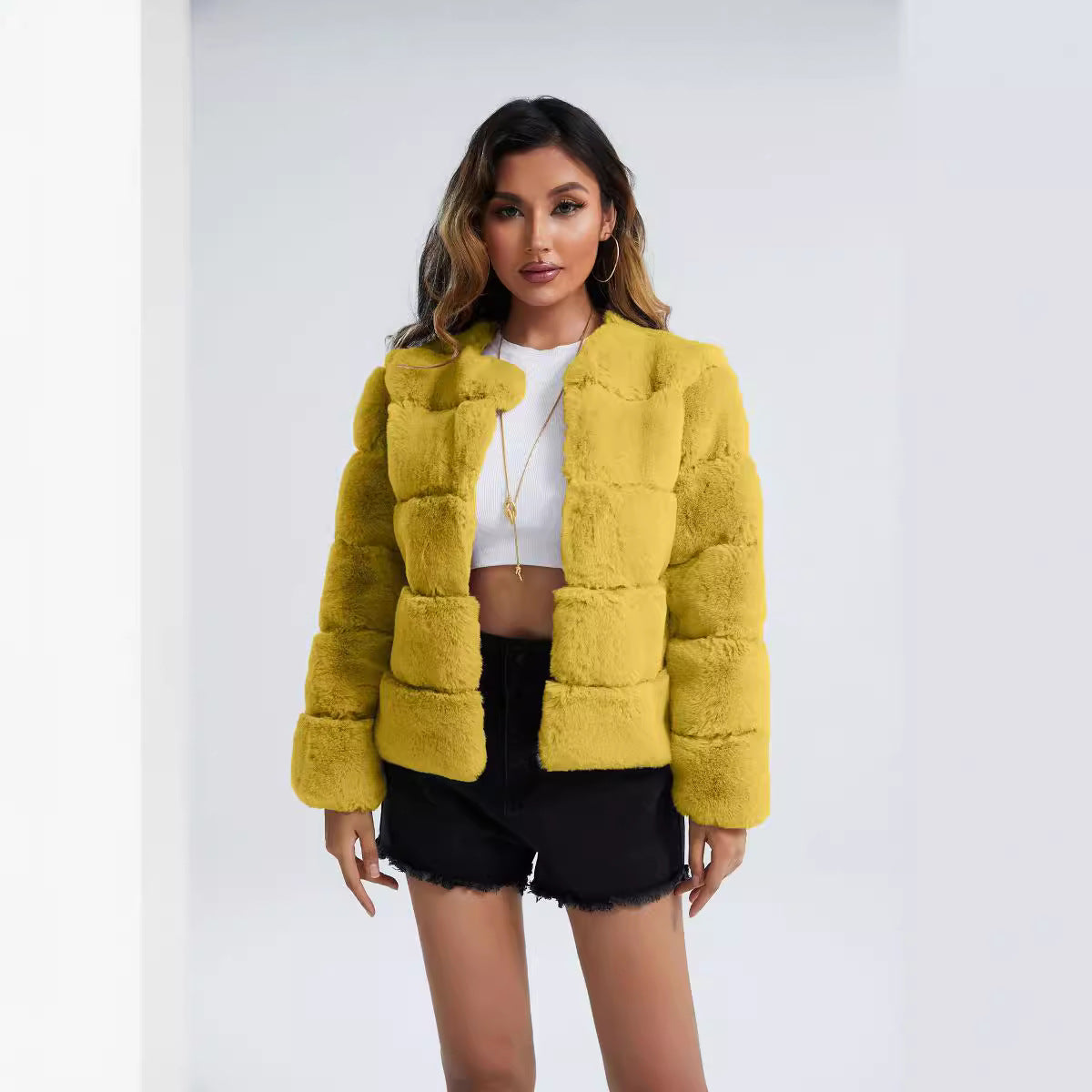 Women's Coat Fox Horizontal Stitching Artificial Fur Viral Finds Hub