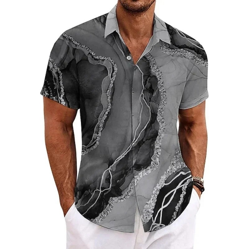 Men's Retro 3D Printed Lapel Short-Sleeve Shirt Viral Finds Hub