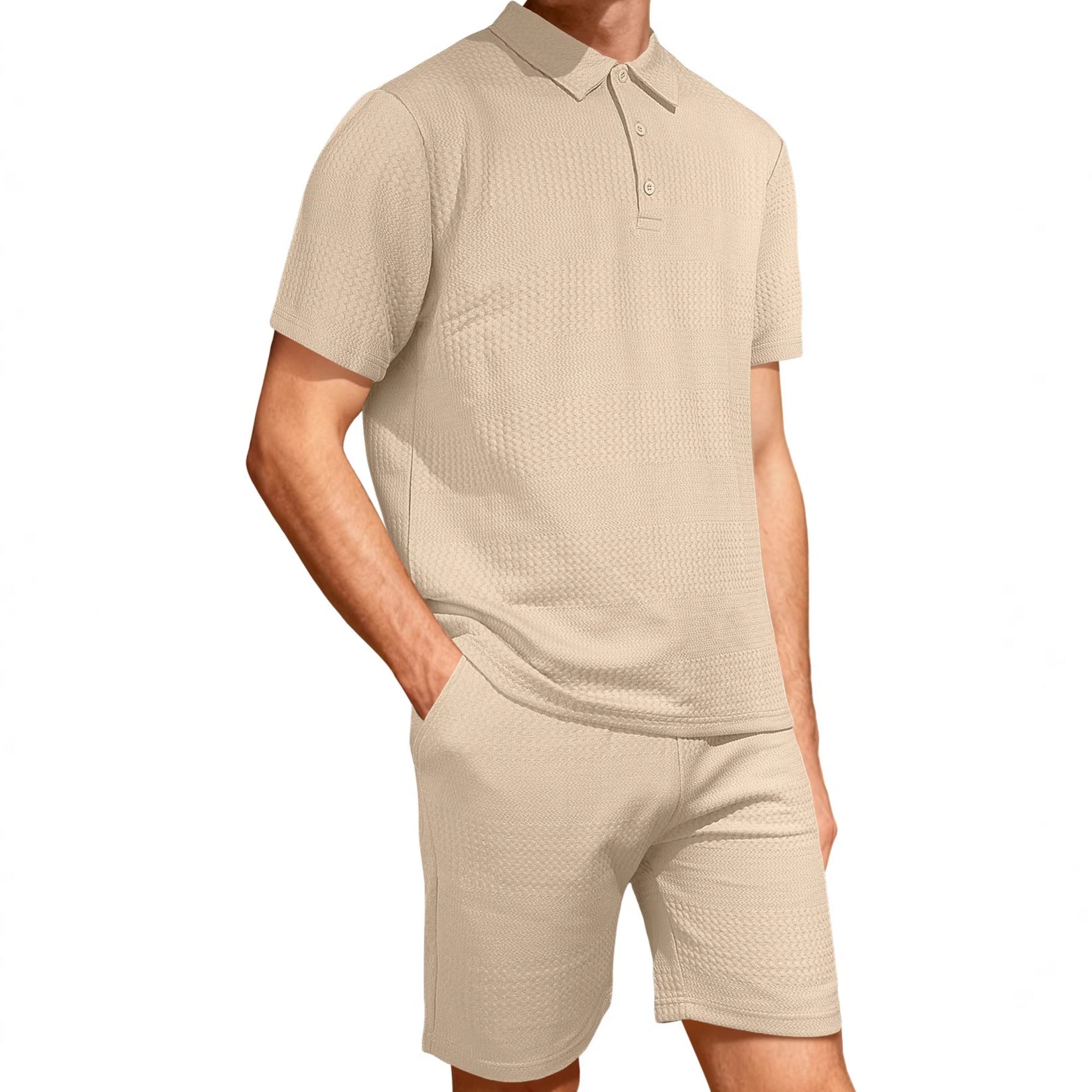 Jacquard Solid-color Loose-fitting Mens Casual Sportswear Set Viral Finds Hub