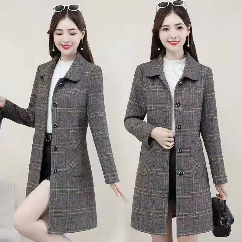 Middle-aged Mother Ladies Autumn Clothes Plaid Woolen Coat Viral Finds Hub