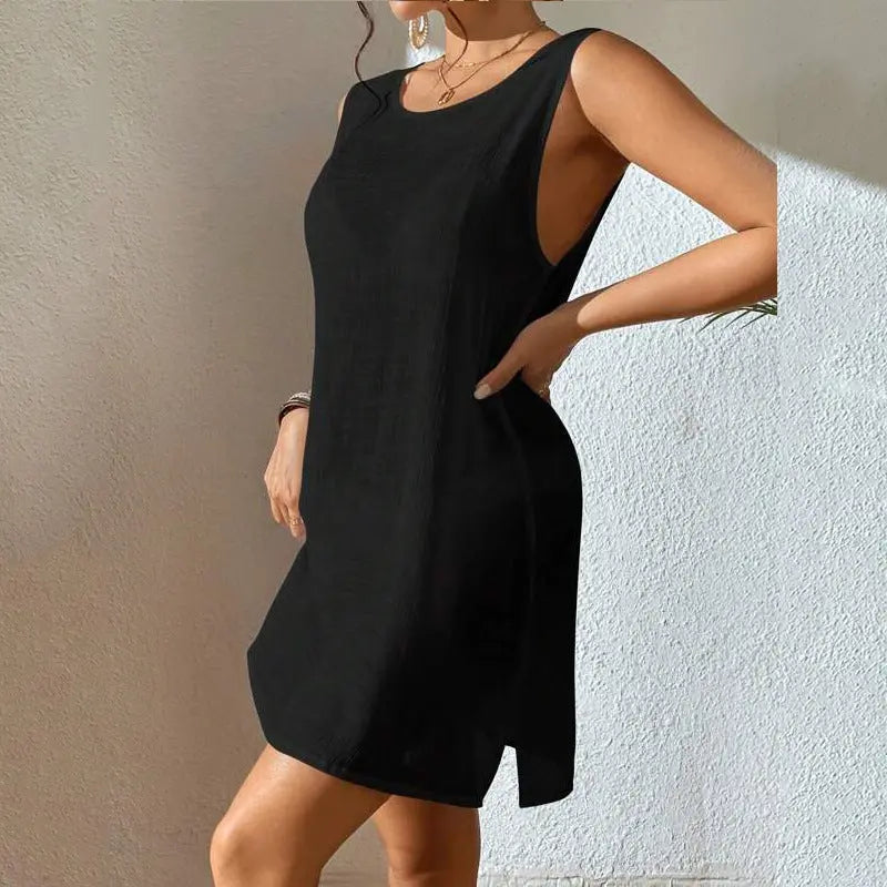European And American Summer Beach Dress Women's Solid Color Viral Finds Hub