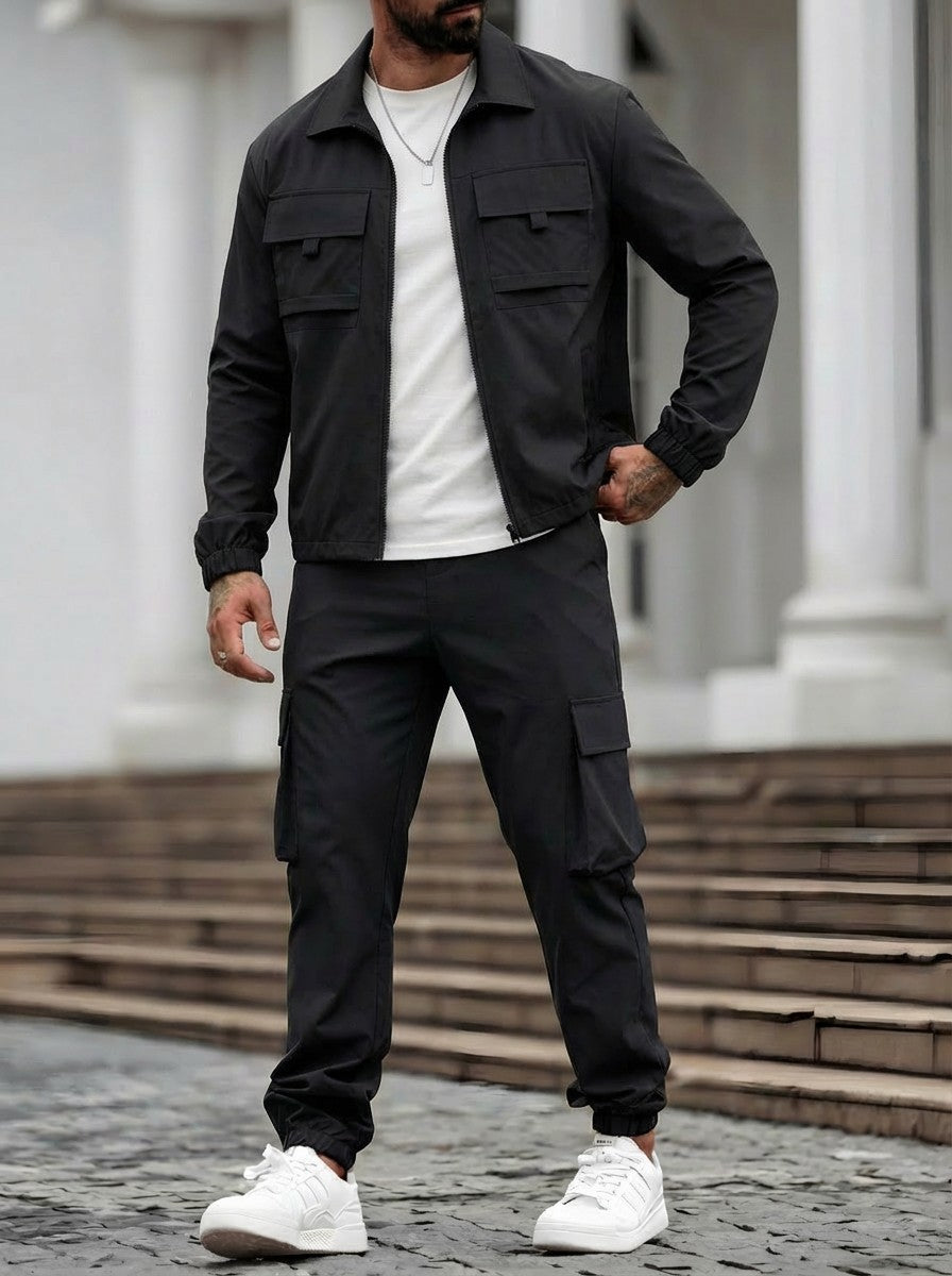 Mens Long-Sleeve Zip-Up Top And Pants Casual Workwear Set Viral Finds Hub