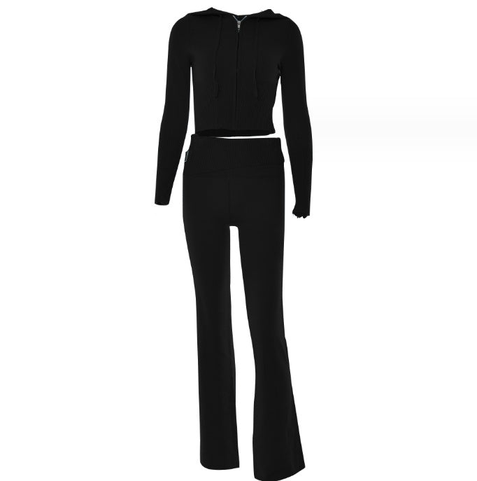 Hoodie Suit Sports Leisure Sexy Zip Long Sleeve Sweater And High Waist Long Pants Set Women's Clothing Viral Finds Hub