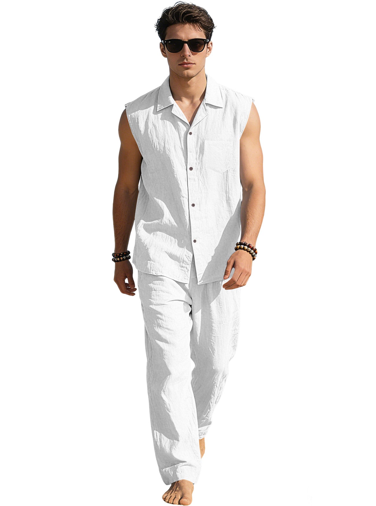 Men's Thin Sleeveless Shirt Casual Sports Suit Viral Finds Hub