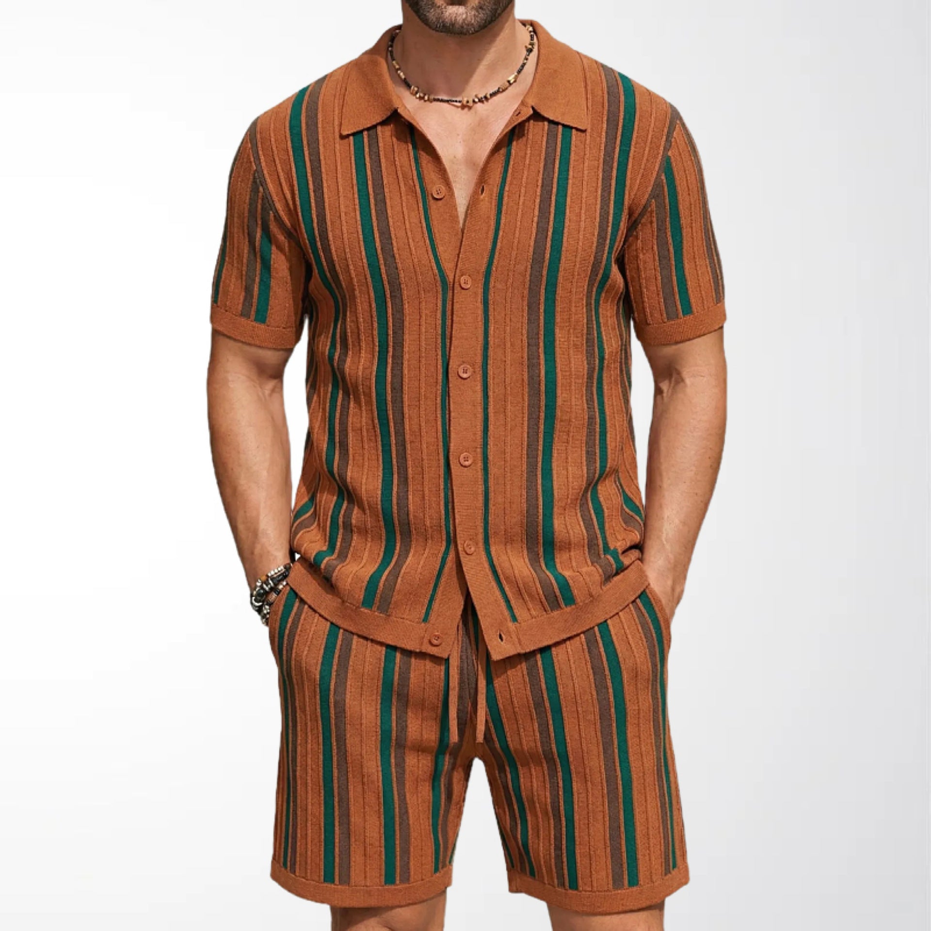 Men's Casual Short-Sleeve Knitted Two-Piece Set Viral Finds Hub
