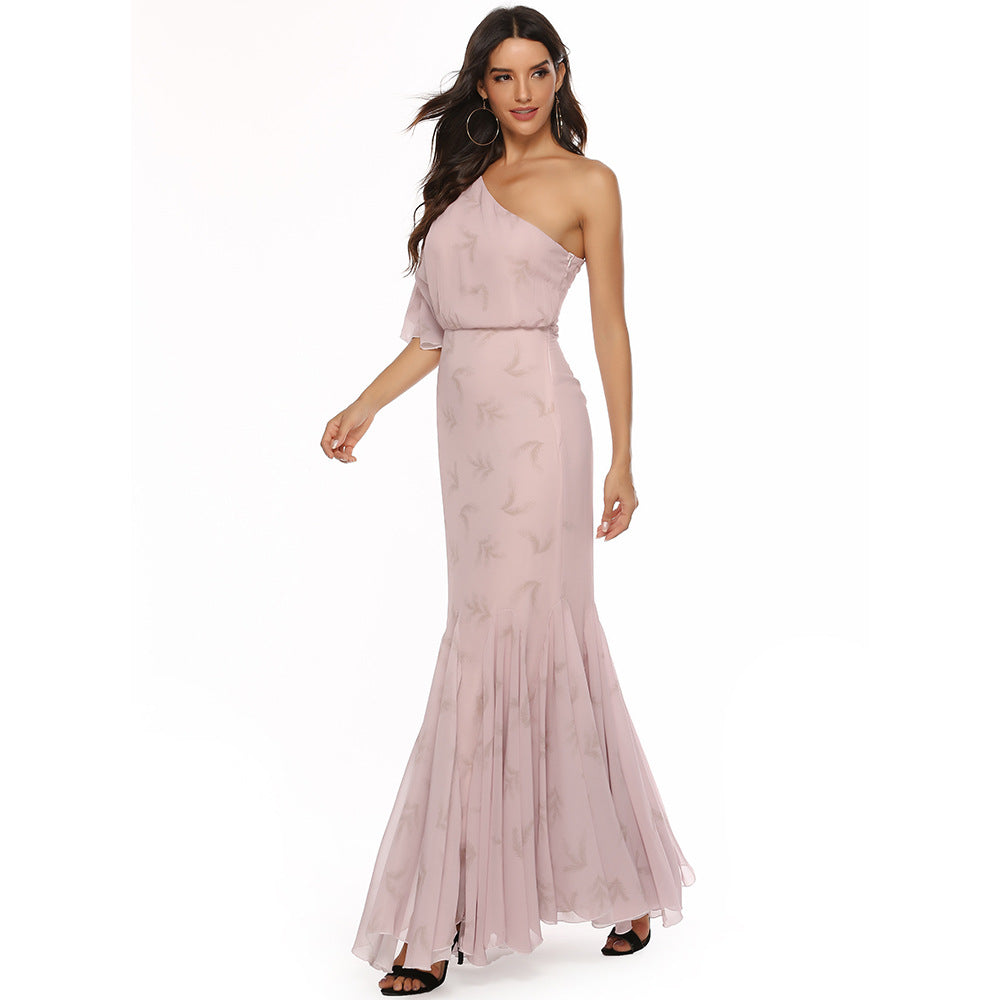 Bohemian Slant Shoulder Fishtail Gown Long Dress For Women Viral Finds Hub