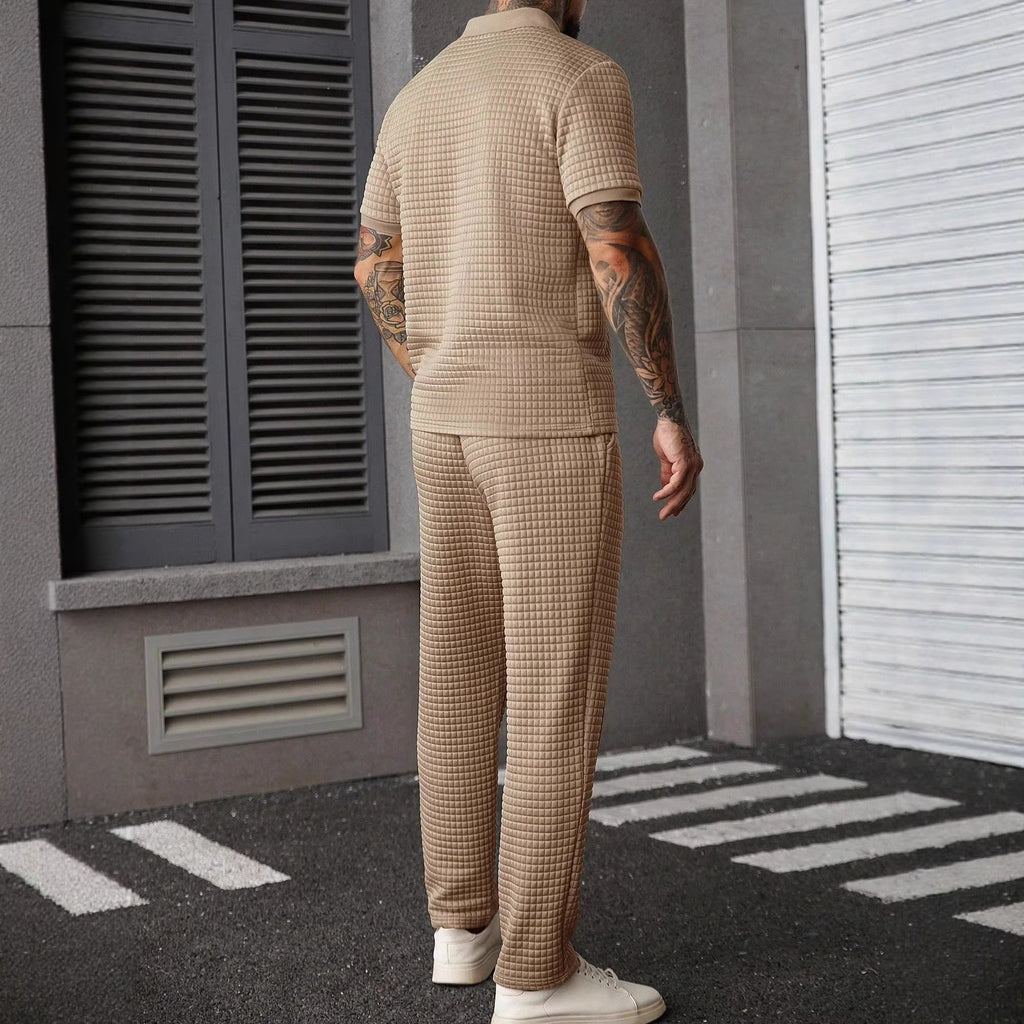 Casual Zip-Up Polo Shirt Top And Pants Two-Piece Set Viral Finds Hub