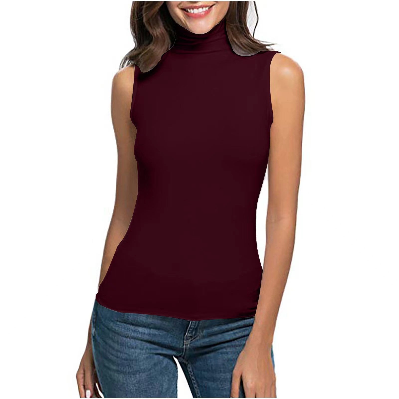 High-neck Slim-fit Sleeveless Casual Vest Viral Finds Hub