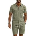 Men's Lapel Shirt And Multi-Pocket Shorts Set Viral Finds Hub