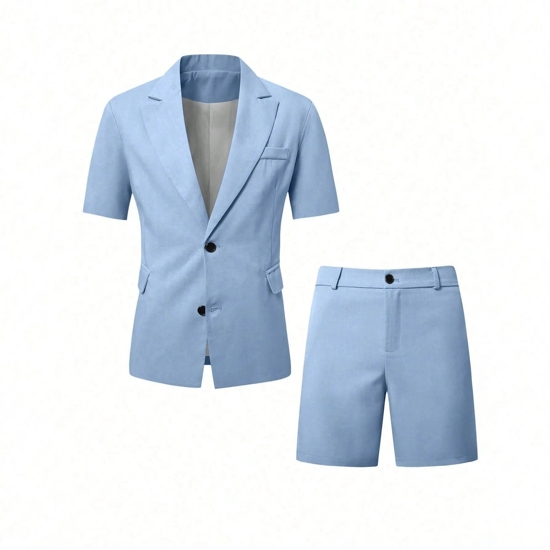 Mens Solid-Colored Gentleman Short-Sleeve Two-Piece Suit Viral Finds Hub