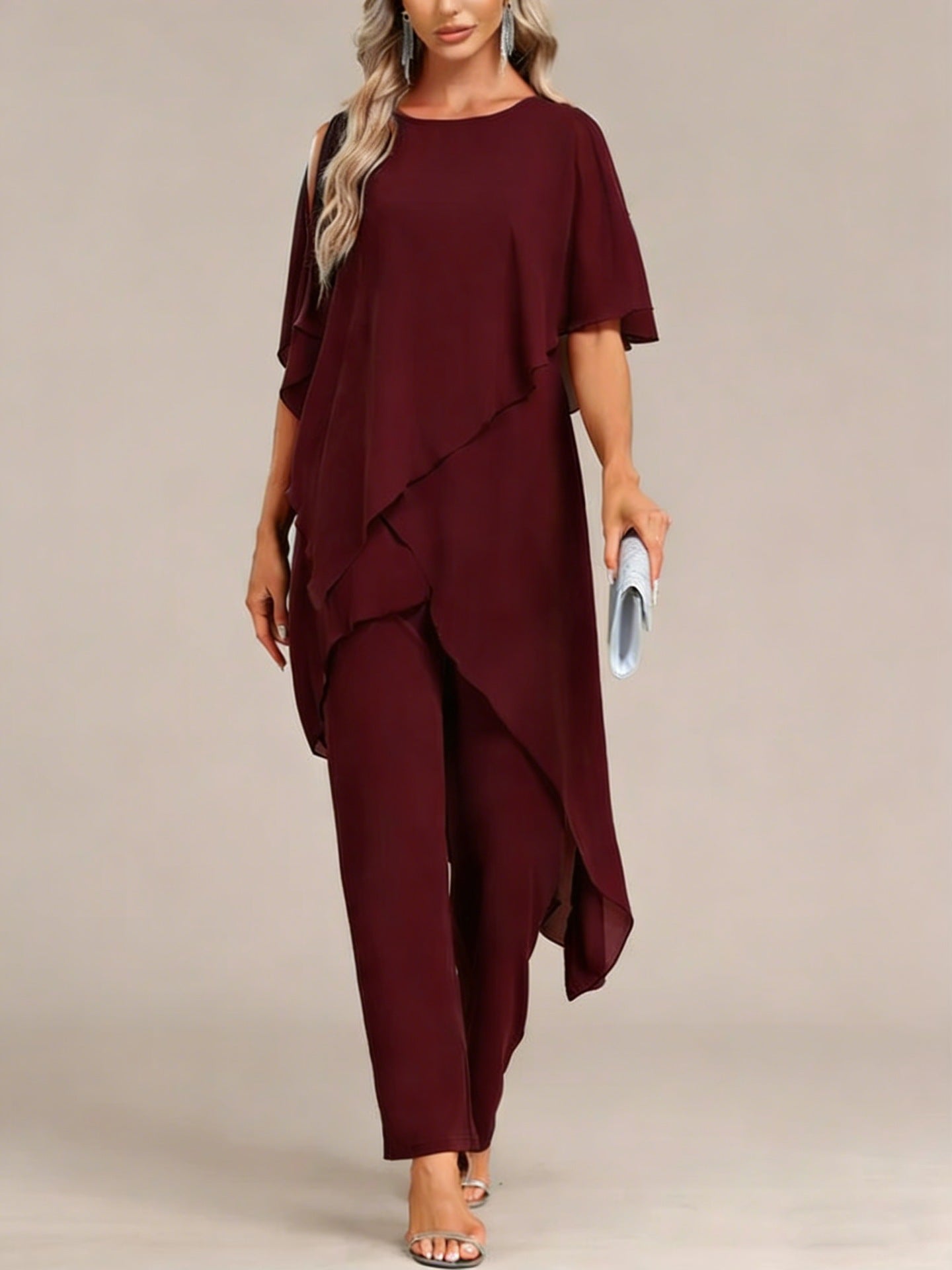 Women's Off-shoulder Irregular Top And Pants Two-piece Set Viral Finds Hub