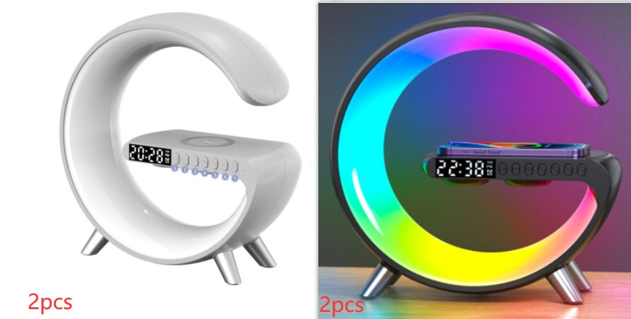 New Intelligent G Shaped LED Lamp Bluetooth Speake Wireless Charger Atmosphere Lamp App Control For Bedroom Home Decor Viral Finds Hub
