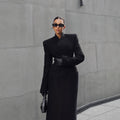 Temperament Shoulder-padded Waist-cinching Long Wool Coat For Women Viral Finds Hub