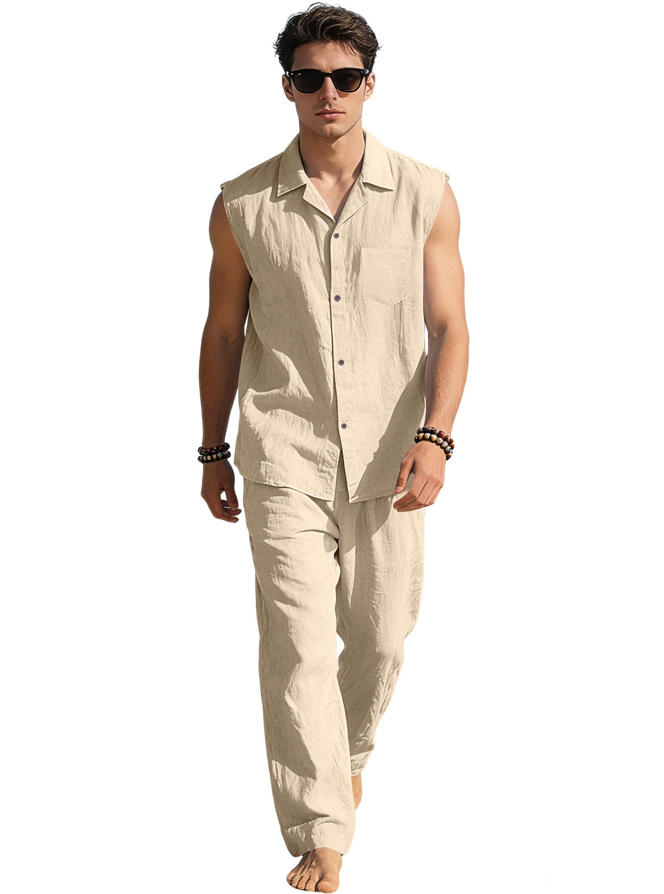 Men's Thin Sleeveless Shirt Casual Sports Suit Viral Finds Hub