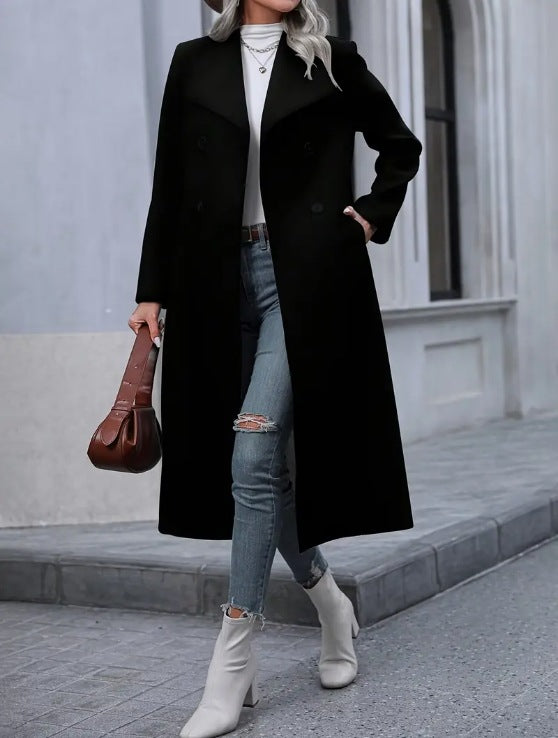 Woolen Long Slim-fit Women's Coat Viral Finds Hub