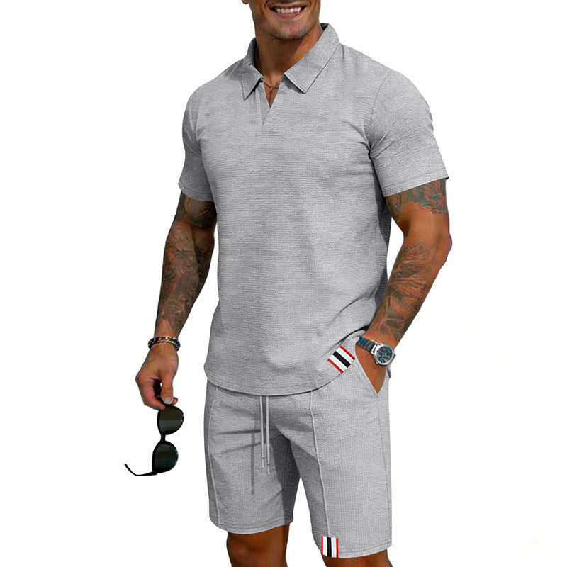 Men's Simple Casual Short-Sleeve Top And Shorts Set Viral Finds Hub