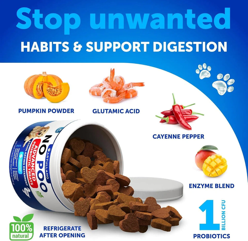 No Poo Chews For Dogs Puppy Coprophagia Stool Eating Deterrent Prevent Dog From Eating Poop Stop Eating Poop Treats With Probiotics & Enzymes Immune Digestive Gut Health Support Supplement Viral Finds Hub