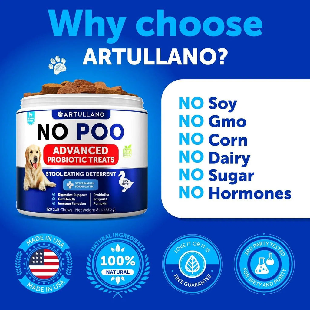 No Poo Chews For Dogs Puppy Coprophagia Stool Eating Deterrent Prevent Dog From Eating Poop Stop Eating Poop Treats With Probiotics & Enzymes Immune Digestive Gut Health Support Supplement Viral Finds Hub