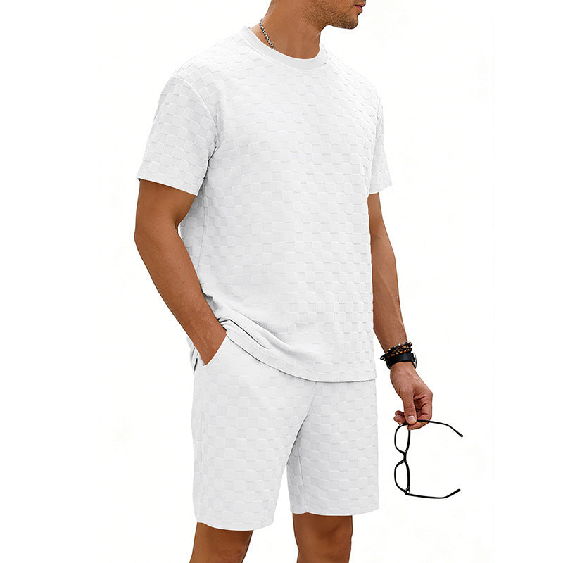 Checkered Mens Short-sleeve T-shirt And Casual Shorts Set Viral Finds Hub