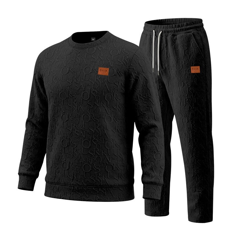 Embossed Letter Crewneck Sweatshirt And Pants Set Viral Finds Hub