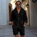 Men's Four-Season Long-Sleeve Hooded Shirt And Shorts Two-Piece Set Viral Finds Hub