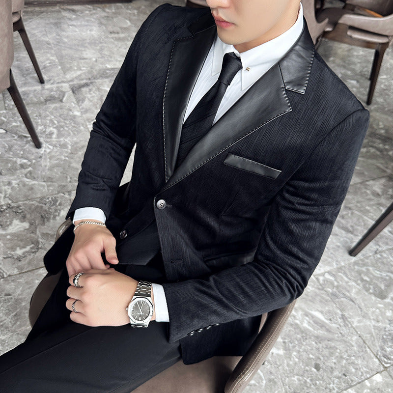 Men's Thick Slim-Fit Patchwork Leather Jacket Viral Finds Hub