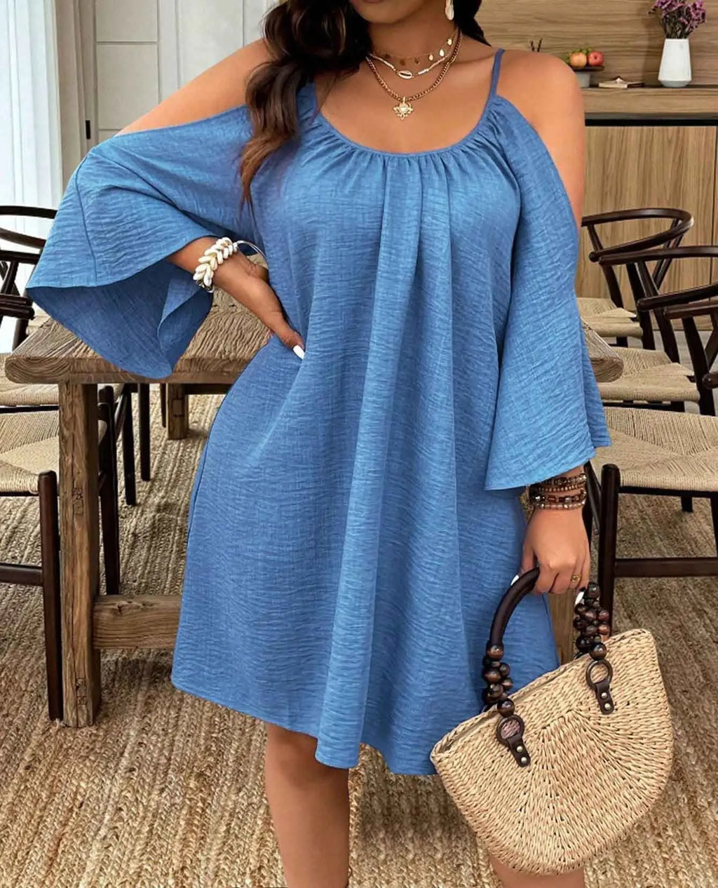 Ruched Off-Shoulder And Backless Design Womens Fashionable Plus-Size Dress Viral Finds Hub