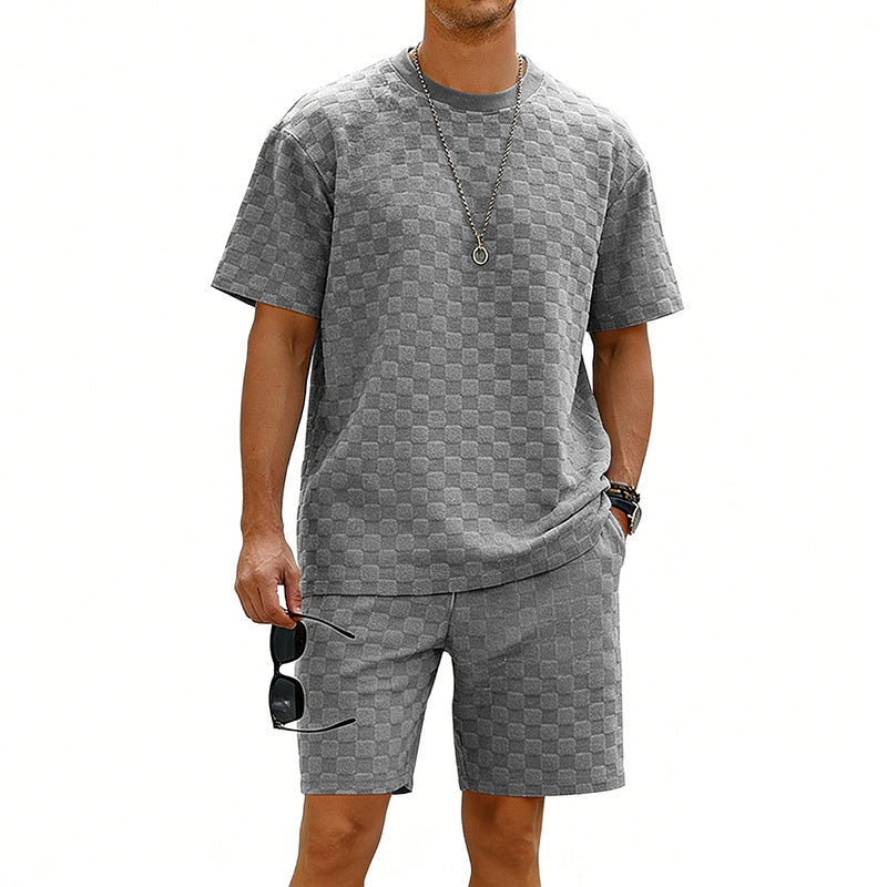 Checkered Mens Short-sleeve T-shirt And Casual Shorts Set Viral Finds Hub