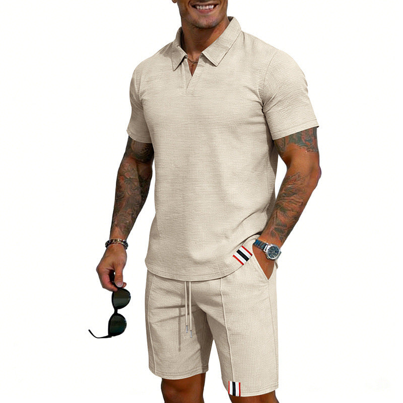 Men's Simple Casual Short-Sleeve Top And Shorts Set Viral Finds Hub