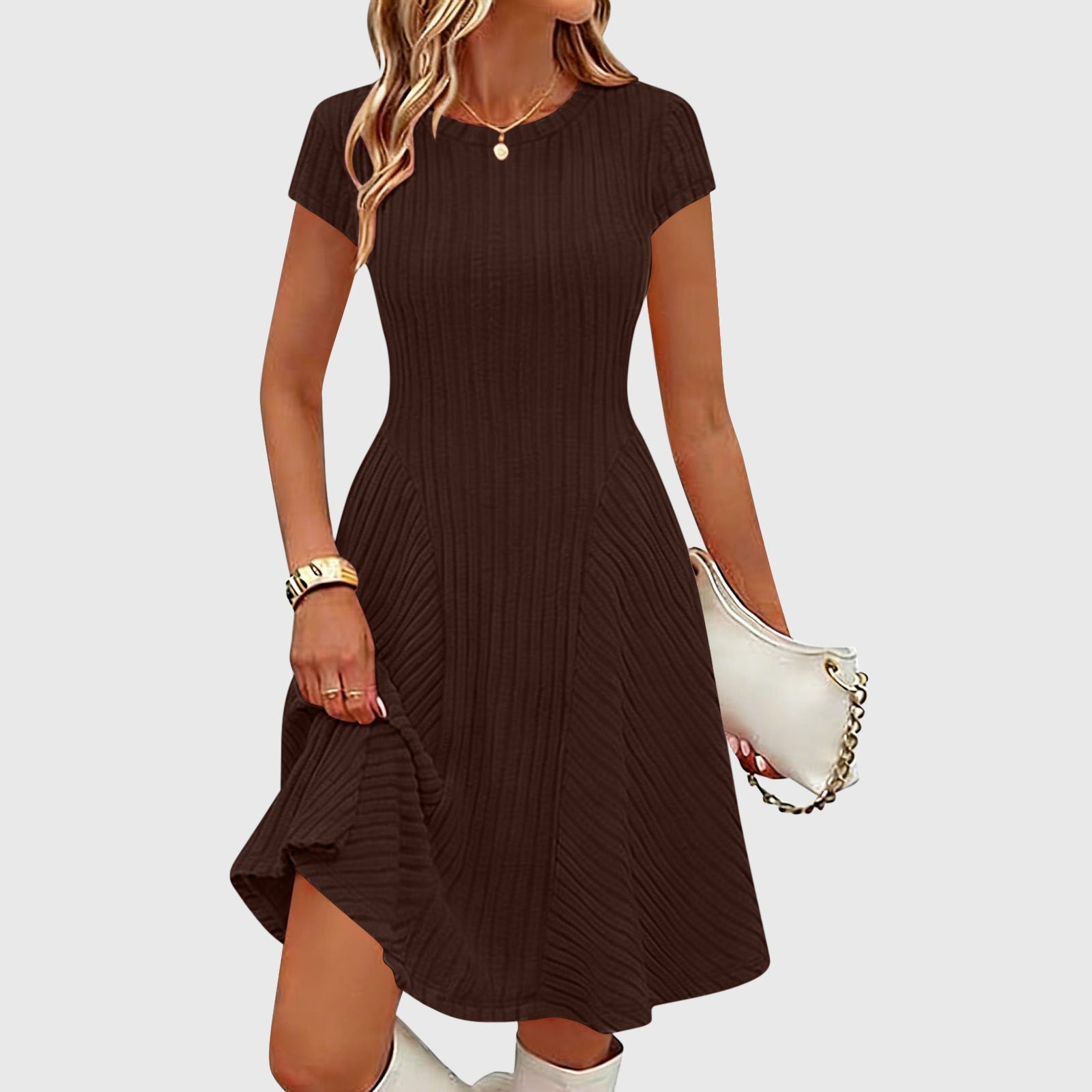 Irregularly Brushed Ribbed Solid-color Dress Viral Finds Hub