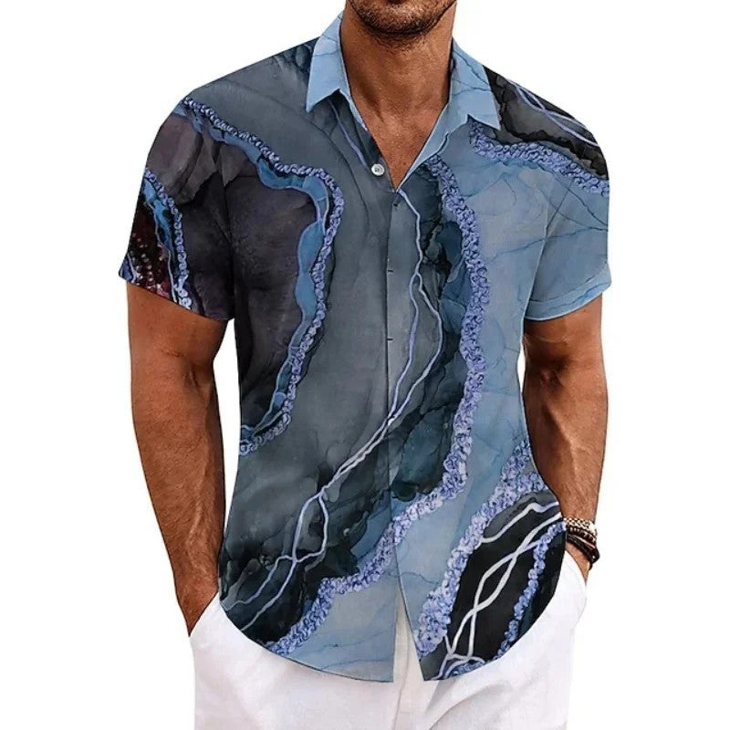 Men's Retro 3D Printed Lapel Short-Sleeve Shirt Viral Finds Hub