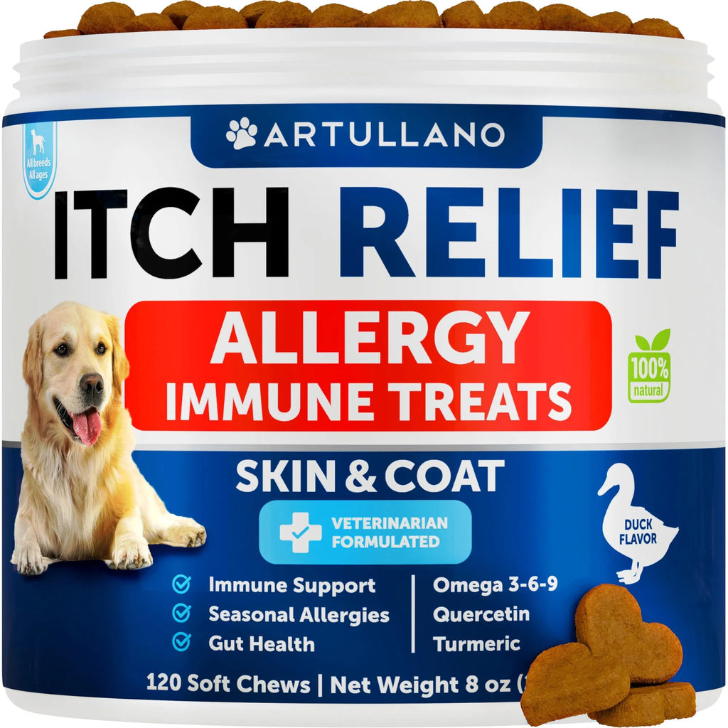 Dog Allergy Relief Chews Itching Skin Relief For Dogs Fish Oil 3 Seasonal Allergies Pills Skin & Coat Anti ItchHot Spots Treatment Canine Immune Health Supplement 120 Soft Treats Viral Finds Hub