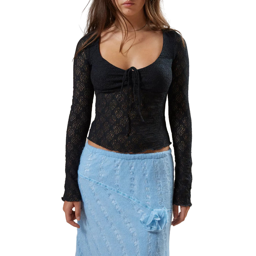 Slim-fit Lace Lace-up Long-sleeved Bottoming Shirt Viral Finds Hub