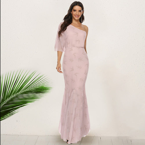 Bohemian Slant Shoulder Fishtail Gown Long Dress For Women Viral Finds Hub