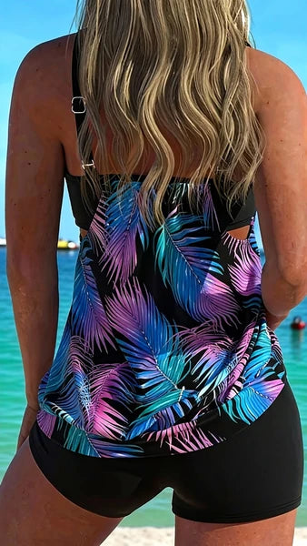 European And American New Fashion Tropical Coconut Tree Print Tankini Women's Two-piece Comfortable Swimsuit For Export Viral Finds Hub