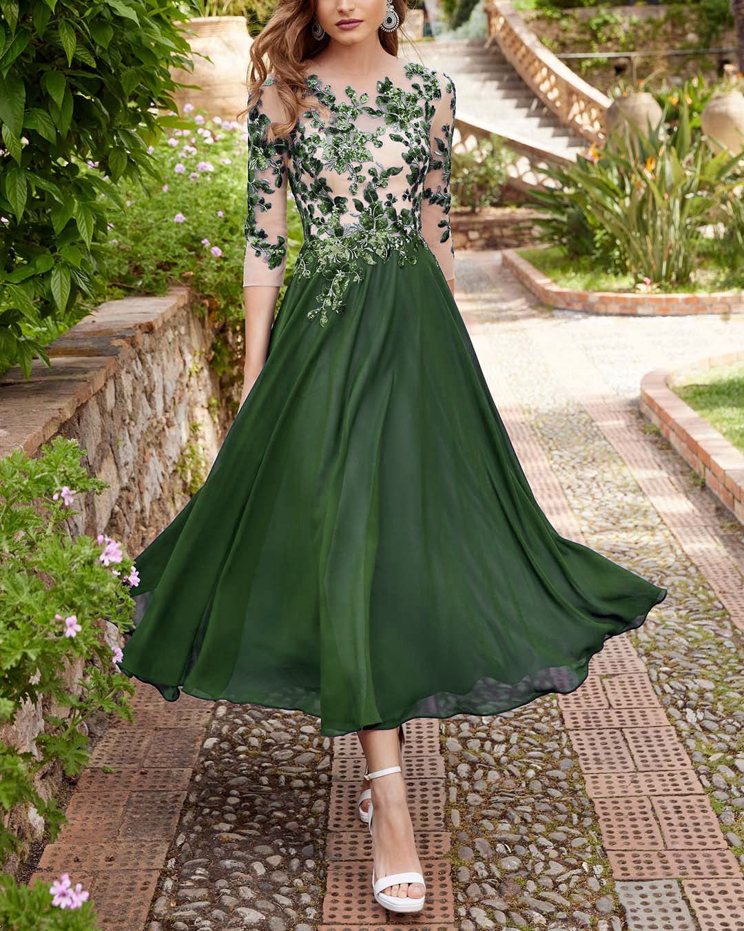 Decal Chiffon Lace Patchwork Long Dress Viral Finds Hub