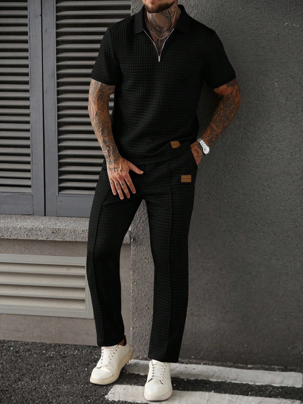 Casual Zip-Up Polo Shirt Top And Pants Two-Piece Set Viral Finds Hub