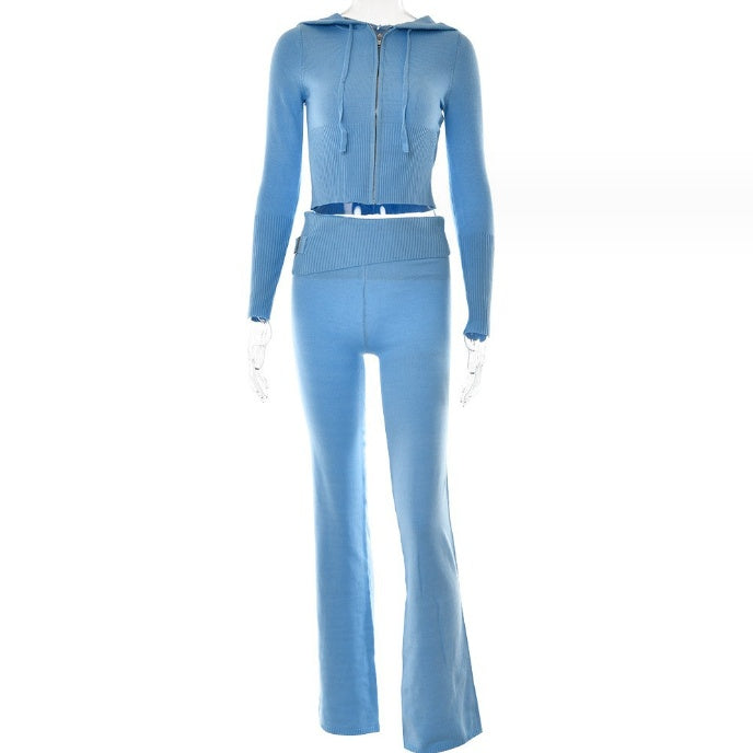 Hoodie Suit Sports Leisure Sexy Zip Long Sleeve Sweater And High Waist Long Pants Set Women's Clothing Viral Finds Hub