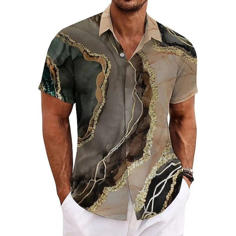 Men's Retro 3D Printed Lapel Short-Sleeve Shirt Viral Finds Hub