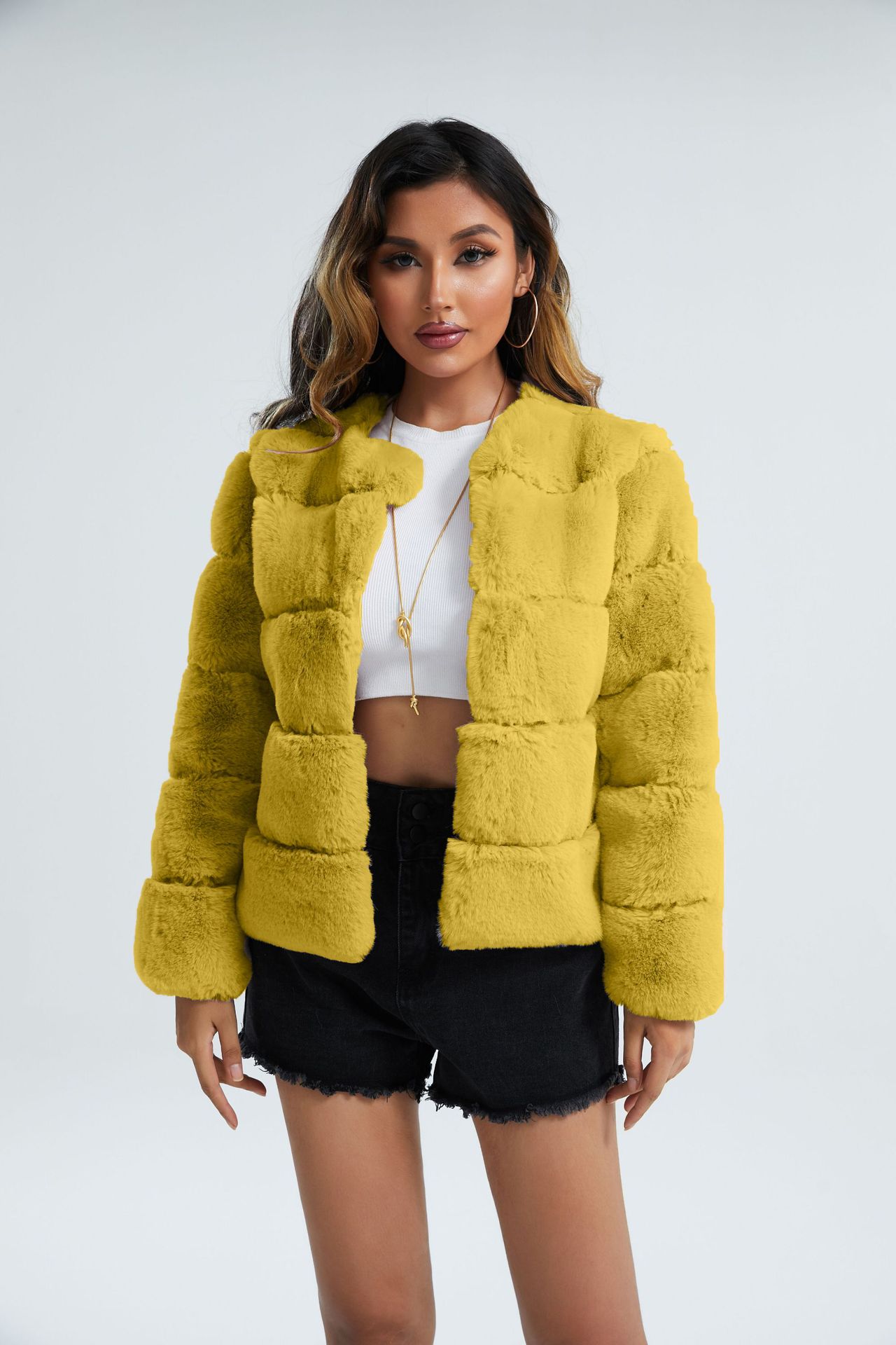 Women's Coat Fox Horizontal Stitching Artificial Fur Viral Finds Hub