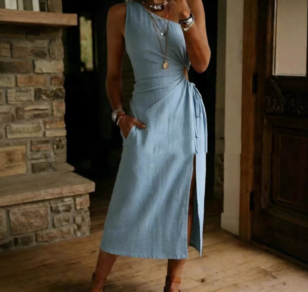 Casual Loose-fitting Cotton Sleeveless Split Dress Viral Finds Hub